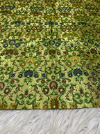 Green Handloom Banarasi Kimkhwab Silk Meenakari Flower Design Fabric ( 1 Mtr ) - Luxurion World