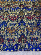 Blue Handloom Banarasi Kimkhwab Silk Meenakari Flower Design Fabric ( 1 Mtr ) - Luxurion World