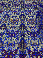 Blue Handloom Banarasi Kimkhwab Silk Meenakari Flower Design Fabric ( 1 Mtr ) - Luxurion World