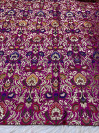 Pink Handloom Banarasi Kimkhwab Silk Meenakari Flower Design Fabric ( 1 Mtr ) - Luxurion World