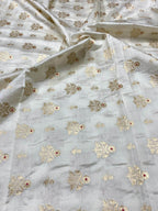 Dyeable Banarasi Pure Chinya Silk Handloom Fabric (2.5 mtr) - Luxurion World