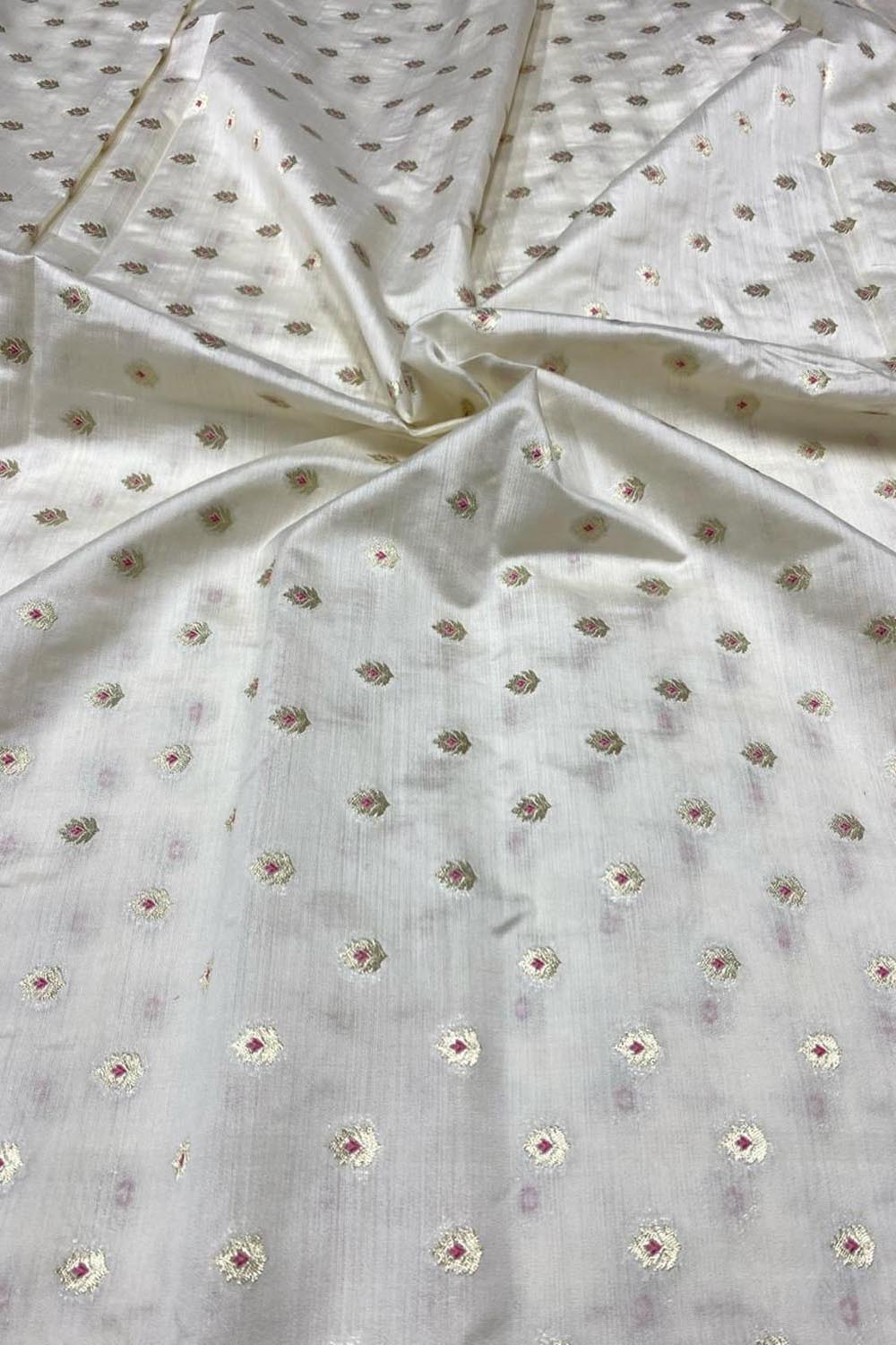 Dyeable Banarasi Pure Chinya Silk Handloom Fabric (2.5 mtr) - Luxurion World