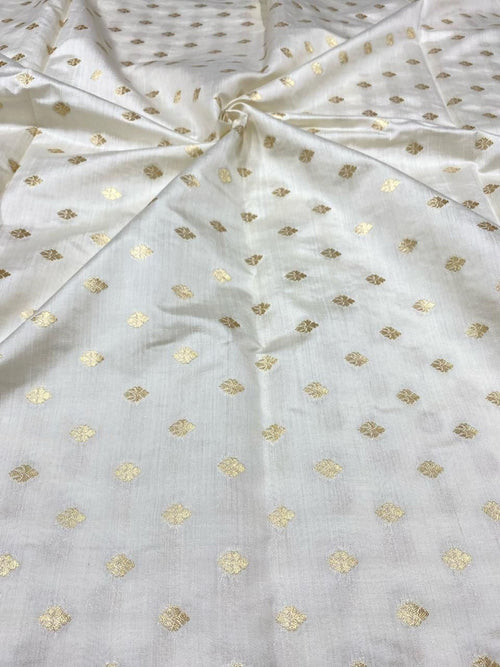 Dyeable Banarasi Pure Chinya Silk Handloom Fabric (2.5 mtr) - Luxurion World