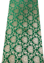Green Pink Handloom Banarasi Silk Meenakari Flower Design Fabric ( 2.5 Mtr ) - Luxurion World