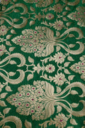 Green Handloom Banarasi Silk Meenakari Flower Design Fabric ( 2.5 Mtr ) - Luxurion World