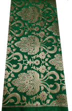 Green Handloom Banarasi Silk Meenakari Flower Design Fabric ( 2.5 Mtr ) - Luxurion World