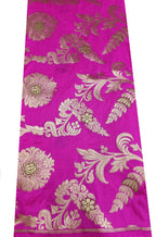 Pink Handloom Banarasi Silk Meenakari Flower Design Fabric ( 2.5 Mtr ) - Luxurion World