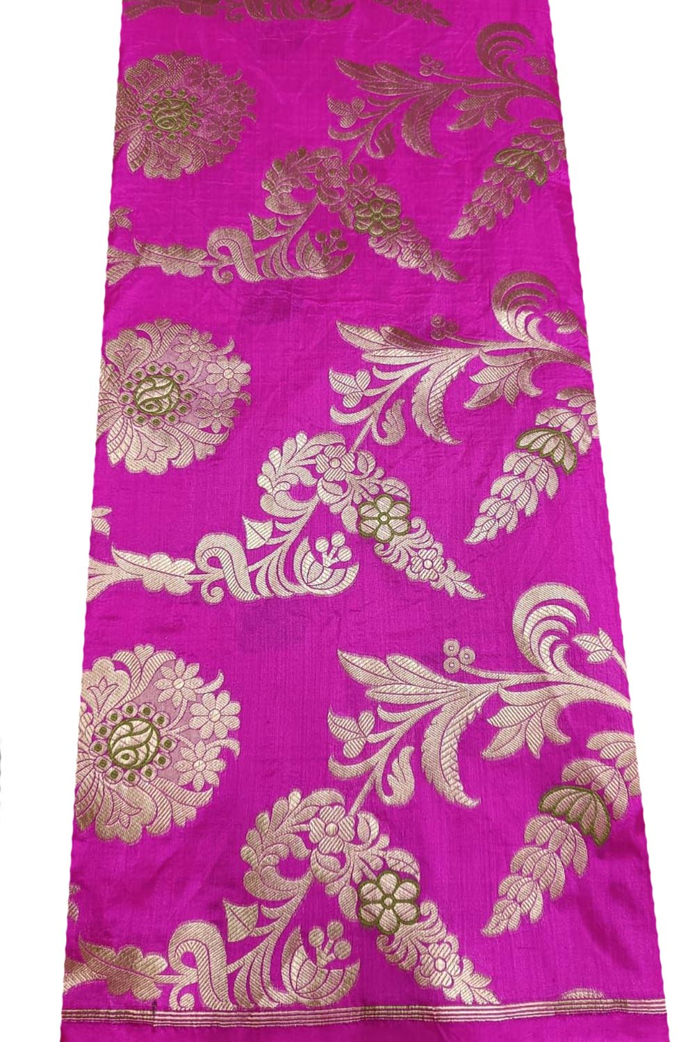 Pink Handloom Banarasi Silk Meenakari Flower Design Fabric ( 2.5 Mtr ) - Luxurion World