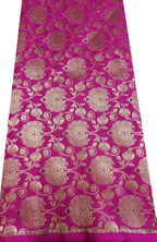 Pink Handloom Banarasi Silk Meenakari Flower Design Fabric ( 2.5 Mtr ) - Luxurion World