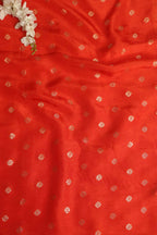 Orange Banarasi Dola Silk Fabric ( 1 Mtr ) - Luxurion World