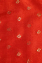 Orange Banarasi Dola Silk Fabric ( 1 Mtr ) - Luxurion World