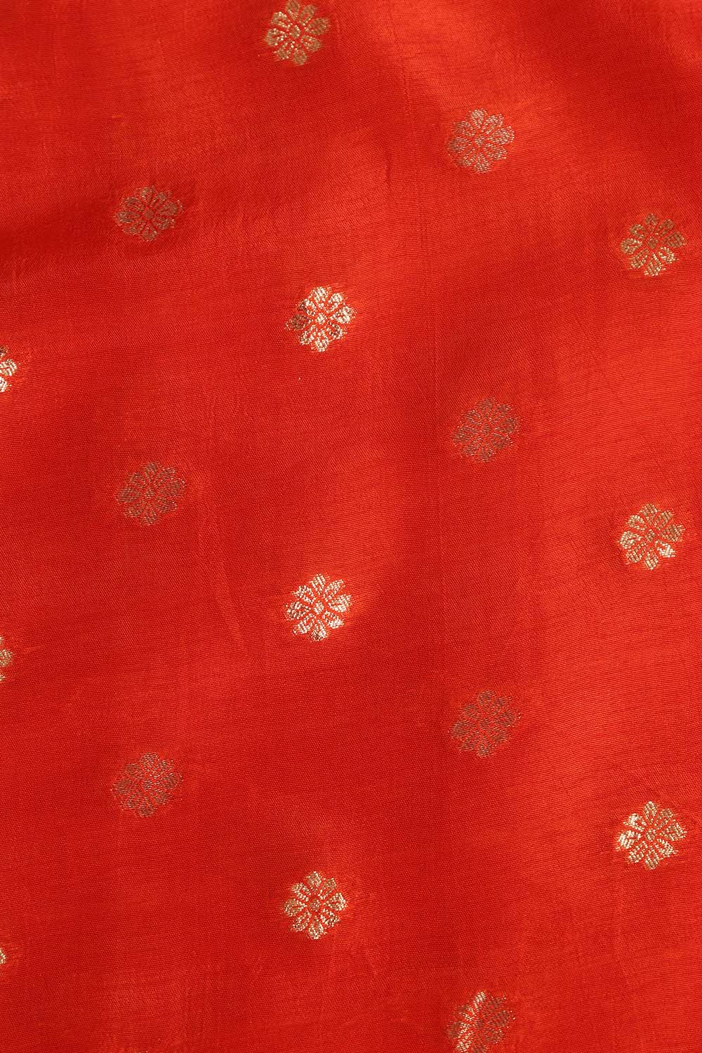 Orange Banarasi Dola Silk Fabric ( 1 Mtr ) - Luxurion World