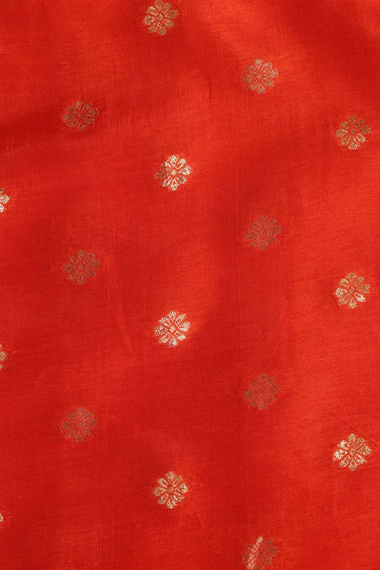 Orange Banarasi Dola Silk Fabric ( 1 Mtr ) - Luxurion World