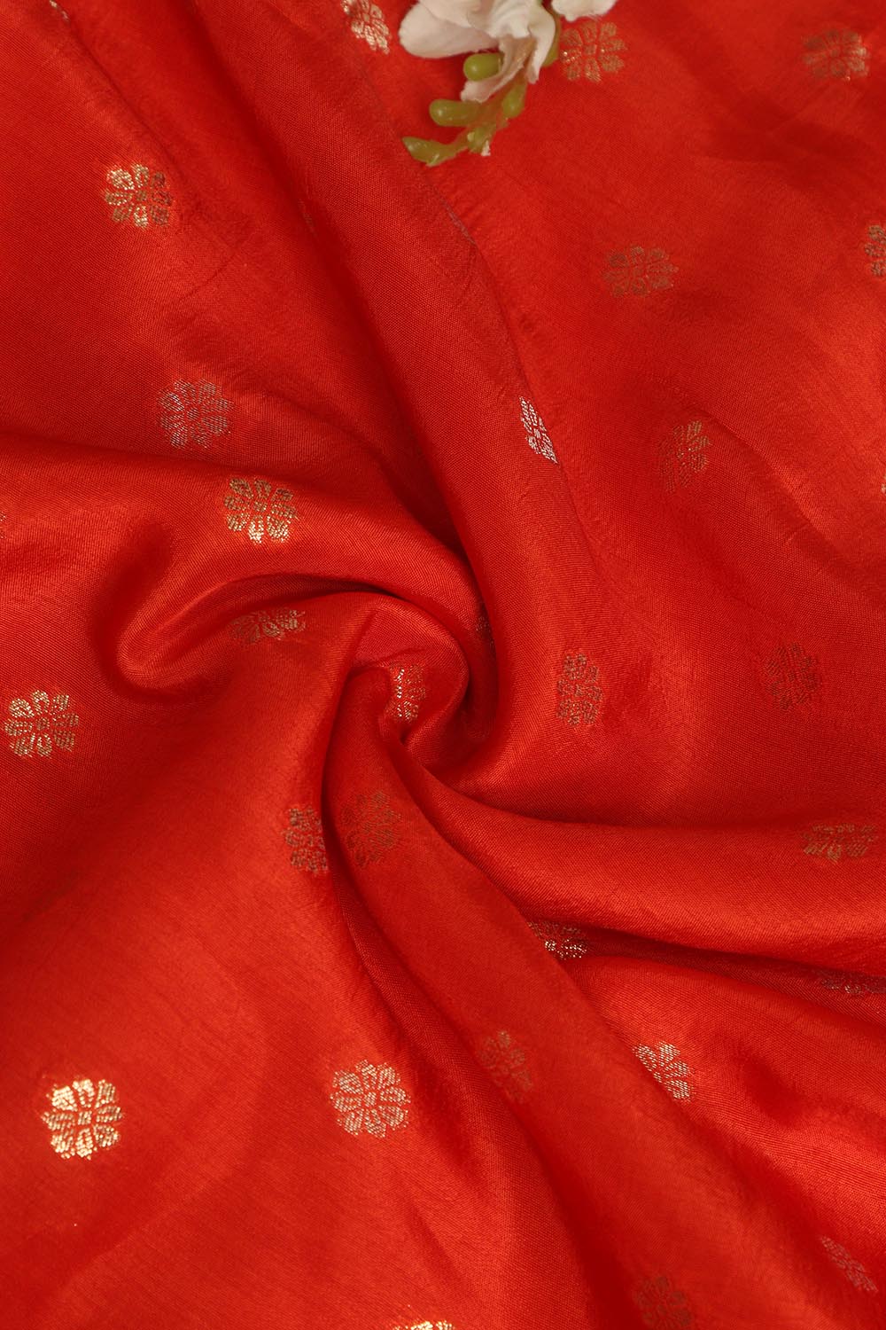 Orange Banarasi Dola Silk Fabric ( 1 Mtr ) - Luxurion World