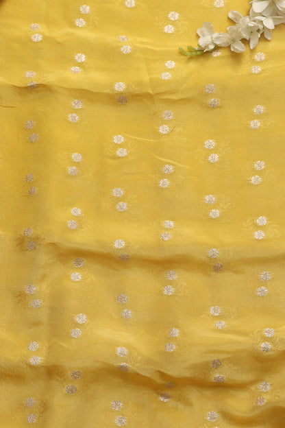 Yellow Banarasi Tissue Crepe Fabric - 1 Mtr - Luxurion World