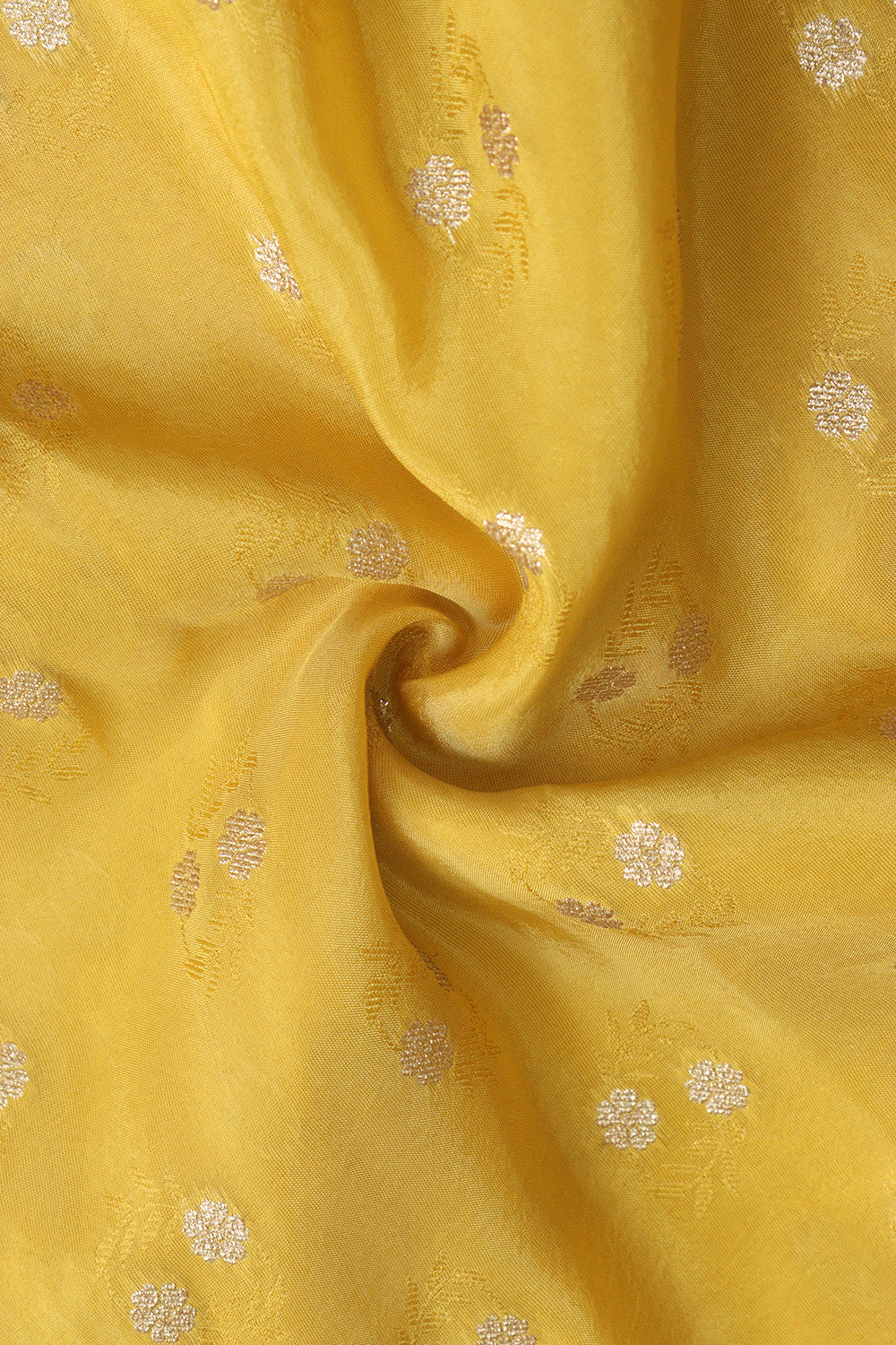 Yellow Banarasi Tissue Crepe Fabric - 1 Mtr - Luxurion World