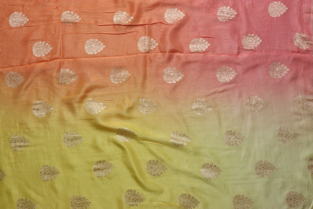 Stunning Multicolor Banarasi Dola Silk Shaded Fabric ( 2.5 Mtr ) - Luxurion World