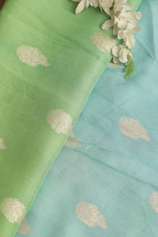 Stunning Multicolor Banarasi Dola Silk Shaded Fabric ( 1 Mtr ) - Luxurion World