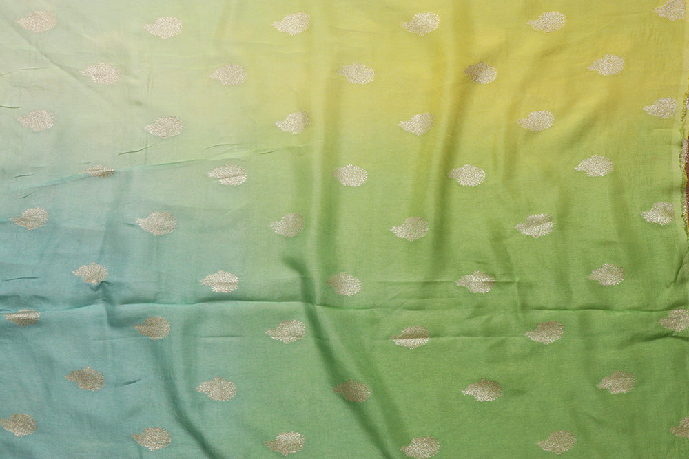 Stunning Multicolor Banarasi Dola Silk Shaded Fabric ( 1 Mtr ) - Luxurion World