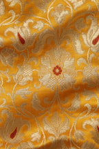 Yellow Banarasi Kimkhwab Silk Meenakari Fabric ( 1 Mtr ) - Luxurion World
