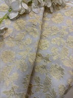 Dyeable Handloom Banarasi Pure Georgette Flower Design Fabric ( 1 Mtr ) - Luxurion World