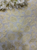Dyeable Handloom Banarasi Pure Georgette Flower Design Fabric ( 1 Mtr ) - Luxurion World