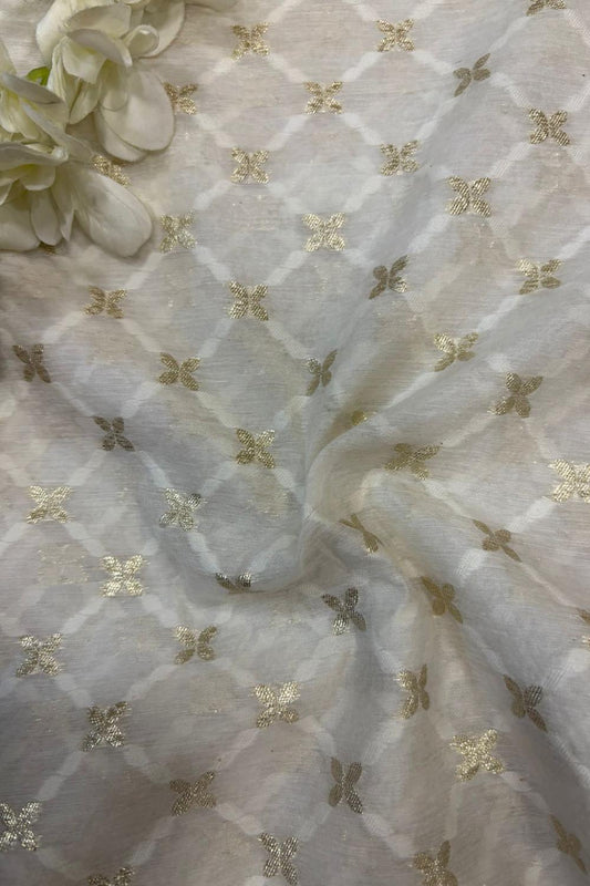 Dyeable Handloom Banarasi Pure Cotton Fabric ( 1 Mtr ) - Luxurion World