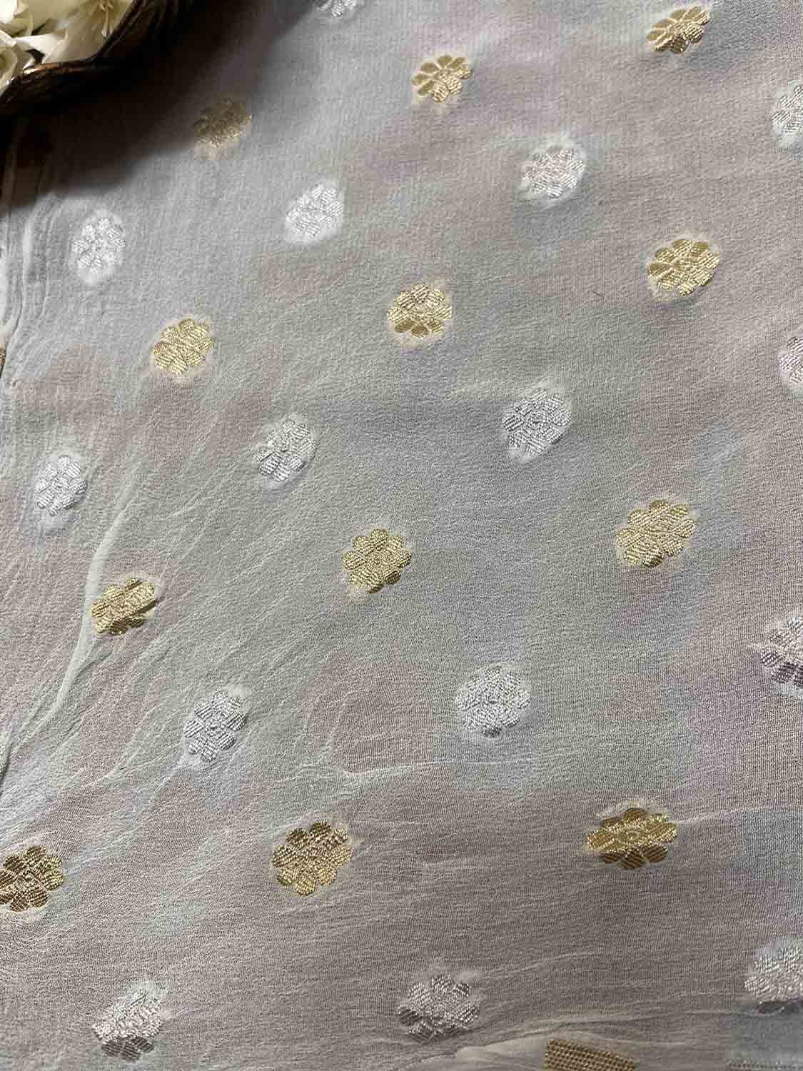 Dyeable Banarasi Handloom Pure Georgette Fabric ( 1 Mtr ) - Luxurion World