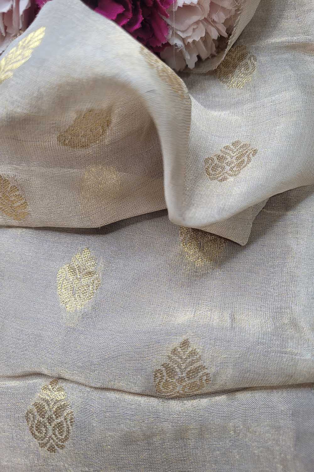 Dyeable Banarasi Handloom Pure Chiffon Tissue Fabric ( 2.5 Mtr ) - Luxurion World
