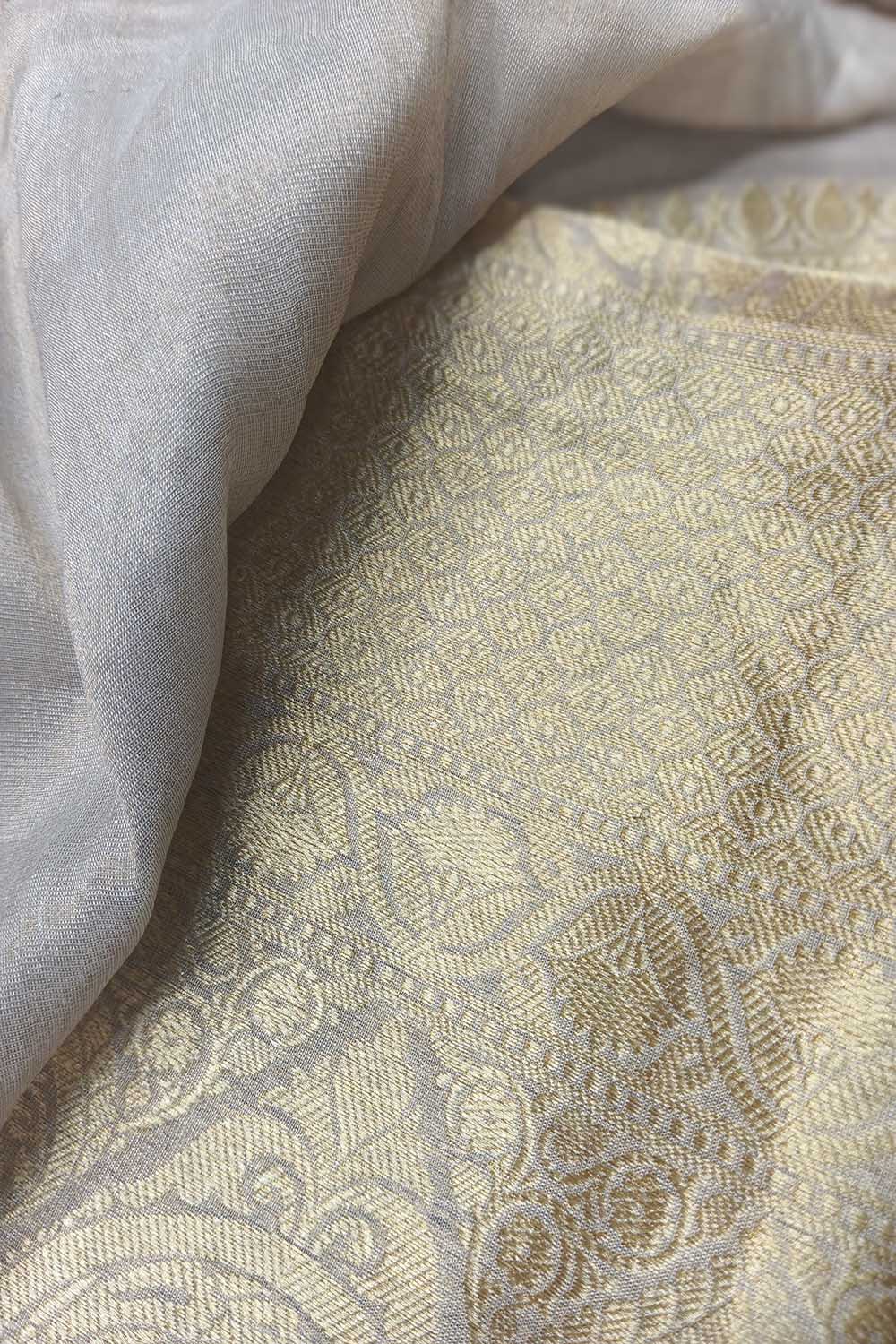 Dyeable Banarasi Handloom Pure Chiffon Tissue Fabric ( 2.5 Mtr ) - Luxurion World