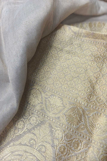 Dyeable Banarasi Handloom Pure Chiffon Tissue Fabric ( 2.5 Mtr ) - Luxurion World