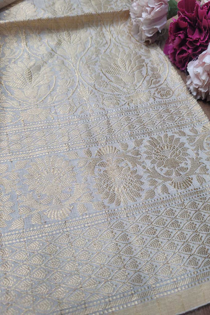 Dyeable Banarasi Handloom Pure Moonga Silk Fabric ( 2.5 Mtr ) - Luxurion World