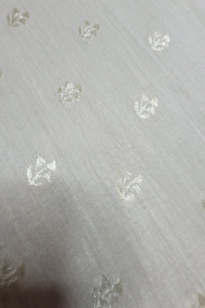 Dyeable Banarasi Handloom Pure Moonga Silk Booti Design Fabric ( 2.5 Mtr ) - Luxurion World