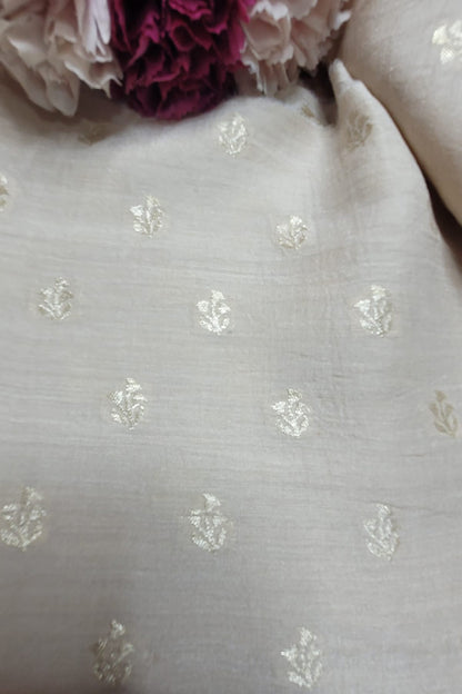 Dyeable Banarasi Handloom Pure Moonga Silk Booti Design Fabric ( 2.5 Mtr ) - Luxurion World