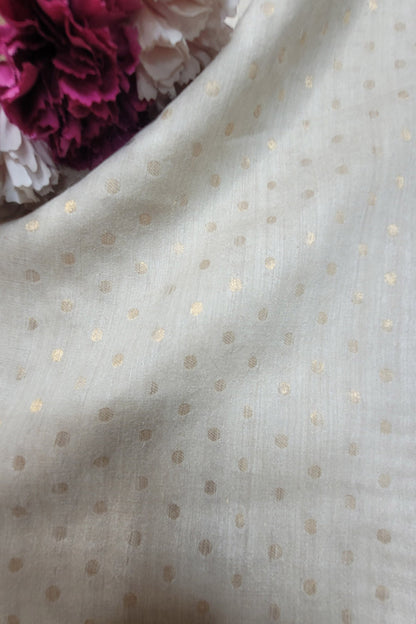Dyeable Banarasi Handloom Pure Moonga Silk Booti Design Fabric ( 2.5 Mtr ) - Luxurion World