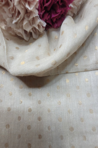 Dyeable Banarasi Handloom Pure Moonga Silk Booti Design Fabric ( 2.5 Mtr ) - Luxurion World