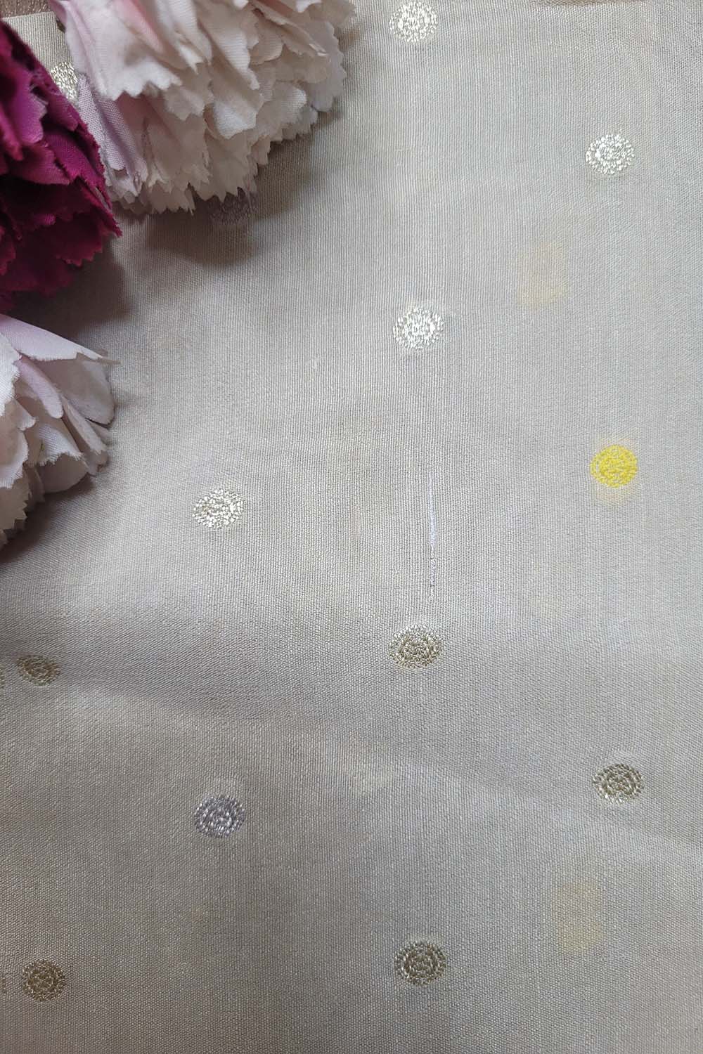 Dyeable Banarasi Handloom Pure Moonga Silk Booti Design Fabric ( 2.5 Mtr ) - Luxurion World