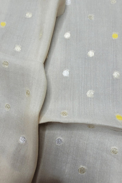 Dyeable Banarasi Handloom Pure Moonga Silk Booti Design Fabric ( 2.5 Mtr ) - Luxurion World