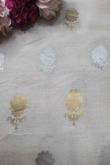 Dyeable Banarasi Handloom Pure Moonga Silk Sona Roopa Fabric ( 2.5 Mtr ) - Luxurion World