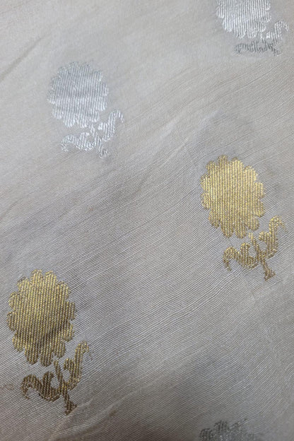 Dyeable Banarasi Handloom Pure Moonga Silk Sona Roopa Fabric ( 2.5 Mtr ) - Luxurion World