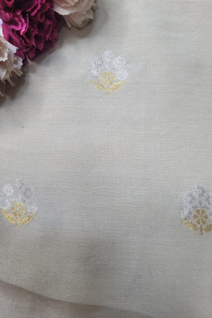 Dyeable Banarasi Handloom Pure Moonga Silk Sona Roopa Fabric ( 2.5 Mtr ) - Luxurion World