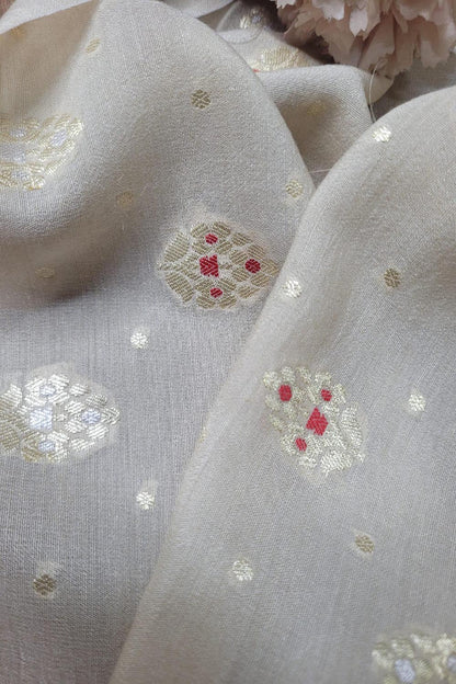 Dyeable Banarasi Handloom Pure Moonga Silk Meenakari Fabric ( 2.5 Mtr ) - Luxurion World