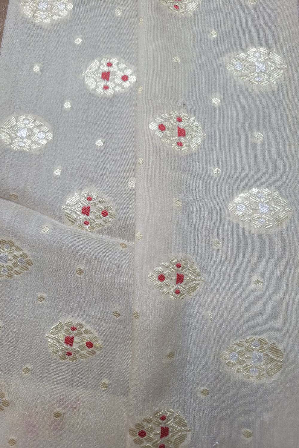 Dyeable Banarasi Handloom Pure Moonga Silk Meenakari Fabric ( 2.5 Mtr ) - Luxurion World