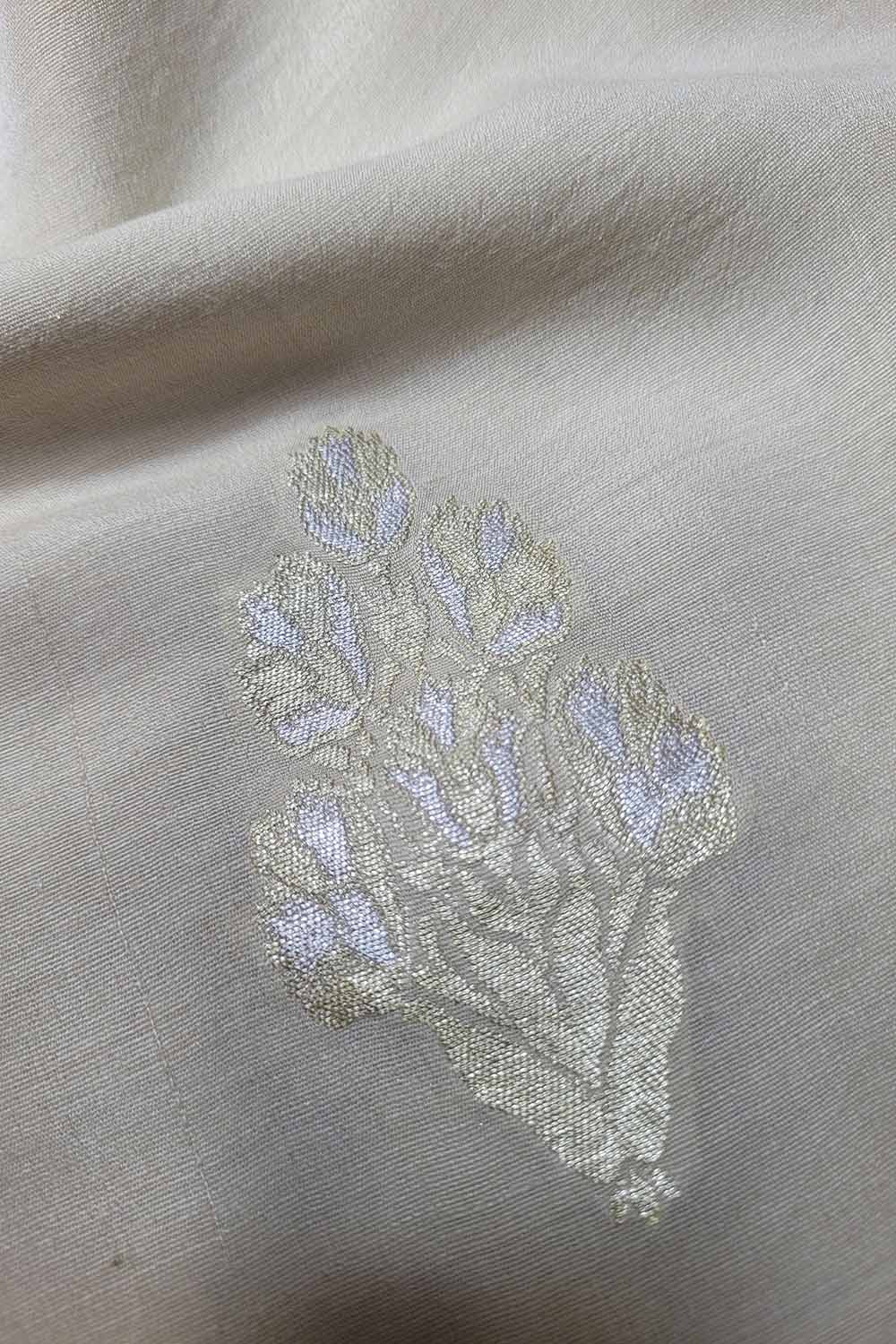 Dyeable Banarasi Handloom Pure Moonga Silk Sona Roopa Fabric ( 2.5 Mtr ) - Luxurion World