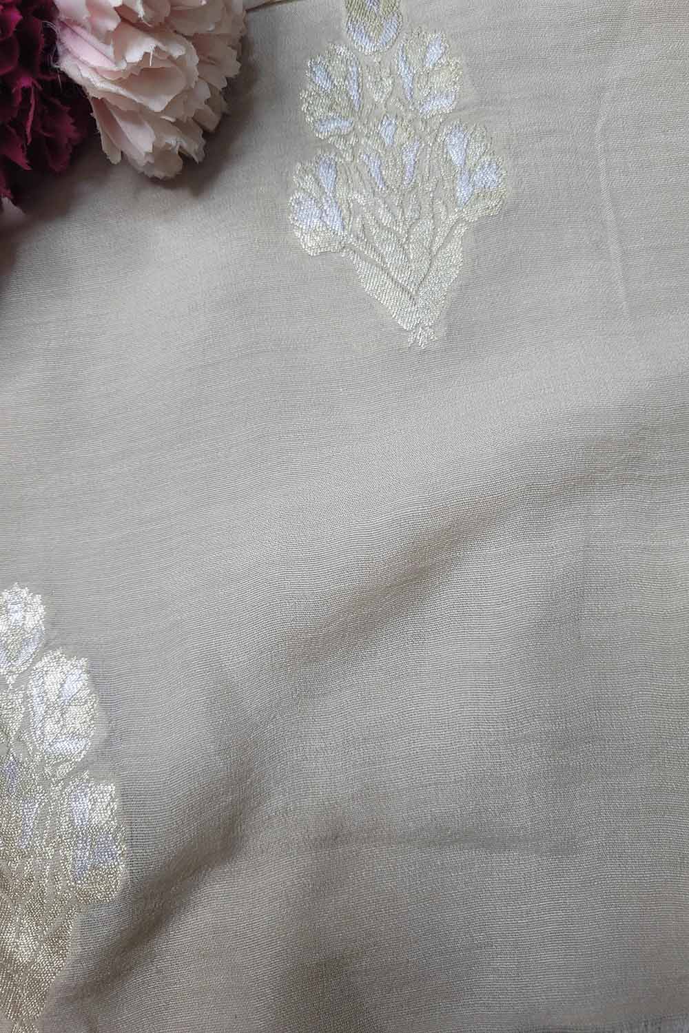 Dyeable Banarasi Handloom Pure Moonga Silk Sona Roopa Fabric ( 2.5 Mtr ) - Luxurion World