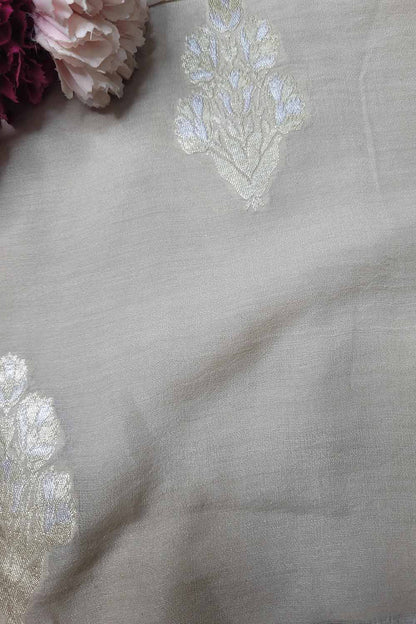 Dyeable Banarasi Handloom Pure Moonga Silk Sona Roopa Fabric ( 2.5 Mtr ) - Luxurion World