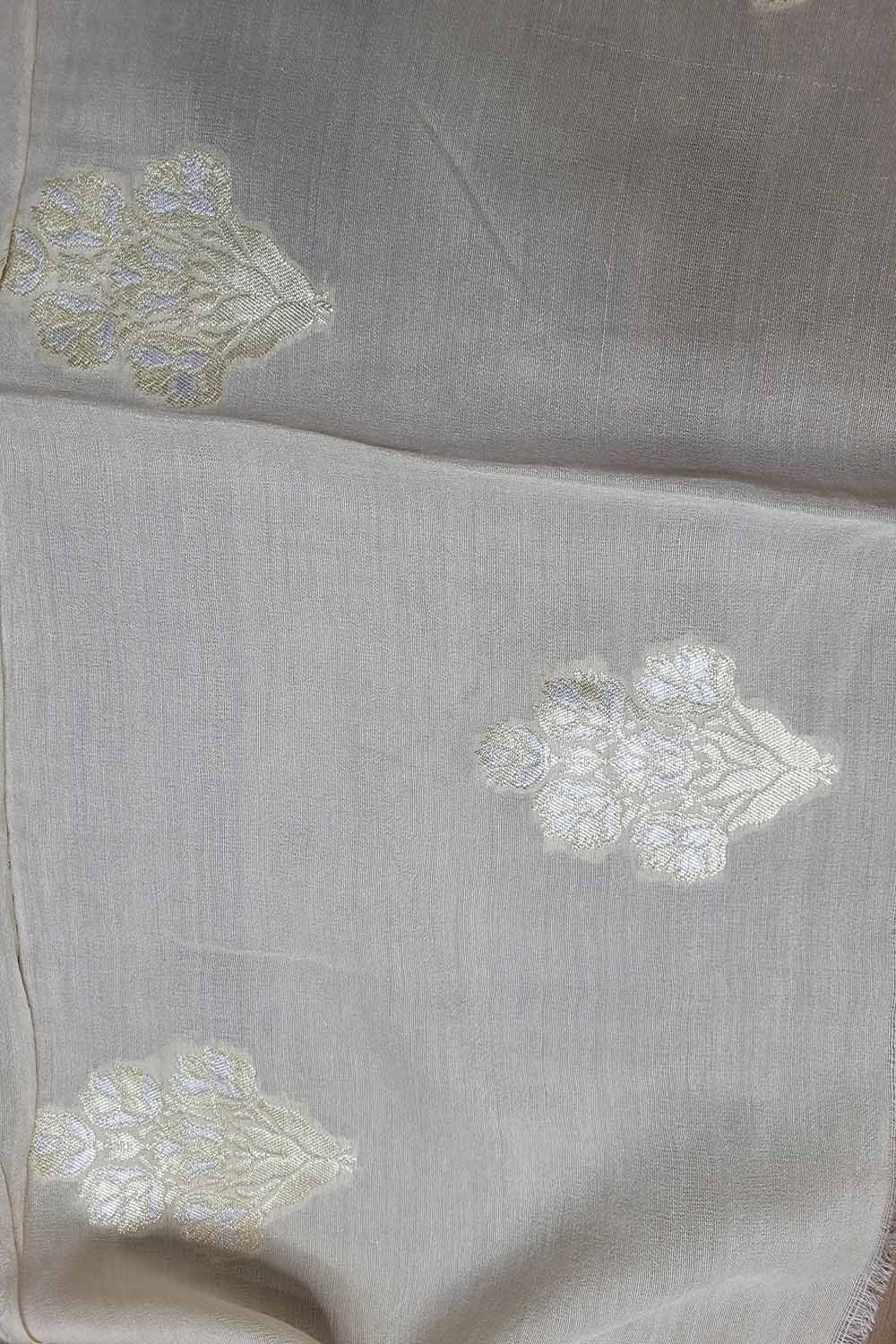 Dyeable Banarasi Handloom Pure Moonga Silk Sona Roopa Fabric ( 2.5 Mtr ) - Luxurion World