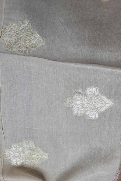 Dyeable Banarasi Handloom Pure Moonga Silk Sona Roopa Fabric ( 2.5 Mtr ) - Luxurion World