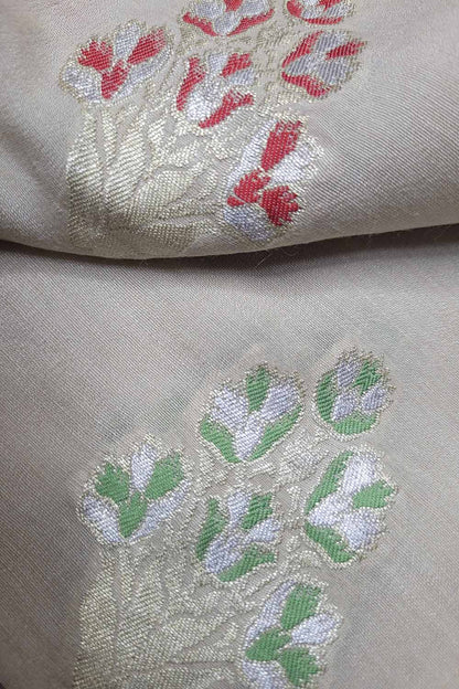 Dyeable Banarasi Handloom Pure Moonga Silk Meenakari Fabric ( 2.5 Mtr ) - Luxurion World