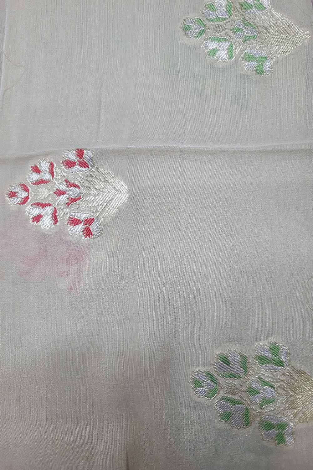 Dyeable Banarasi Handloom Pure Moonga Silk Meenakari Fabric ( 2.5 Mtr ) - Luxurion World